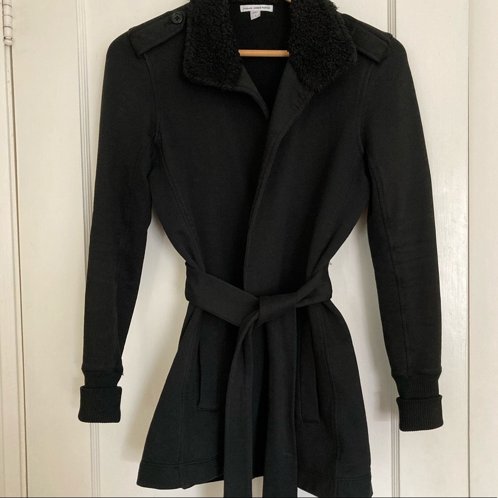 James Perse Black Belted Coat
